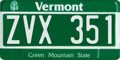 VT license plate ZVX351