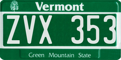 VT license plate ZVX353