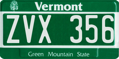 VT license plate ZVX356