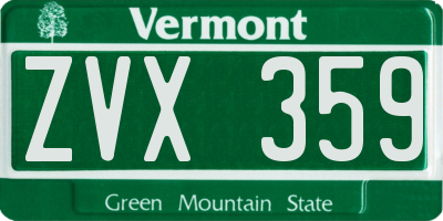 VT license plate ZVX359