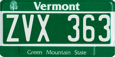 VT license plate ZVX363
