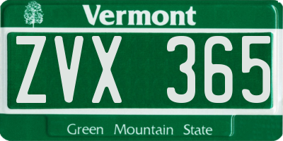 VT license plate ZVX365
