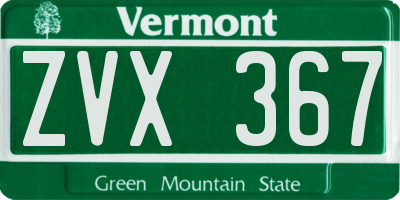 VT license plate ZVX367