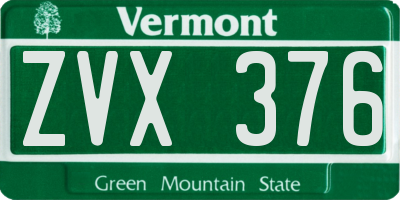 VT license plate ZVX376
