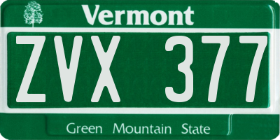 VT license plate ZVX377