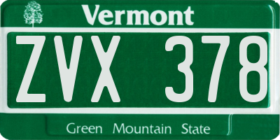 VT license plate ZVX378