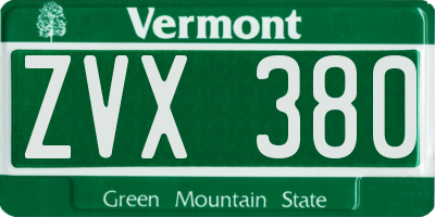 VT license plate ZVX380