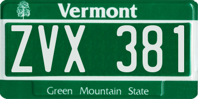 VT license plate ZVX381