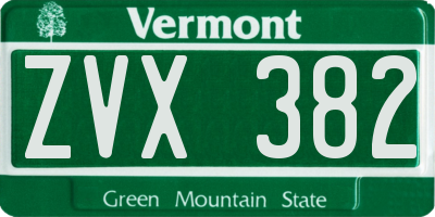 VT license plate ZVX382