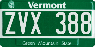 VT license plate ZVX388