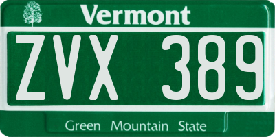 VT license plate ZVX389