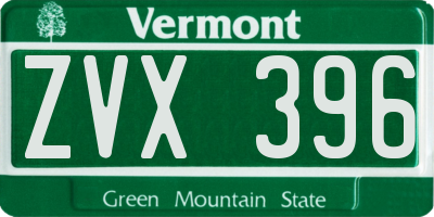 VT license plate ZVX396