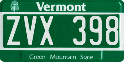 VT license plate ZVX398