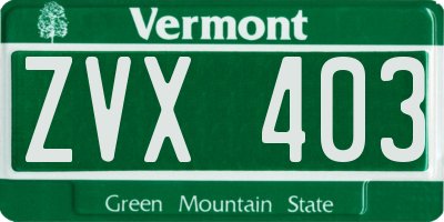 VT license plate ZVX403