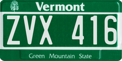 VT license plate ZVX416