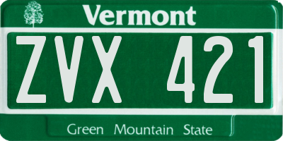 VT license plate ZVX421