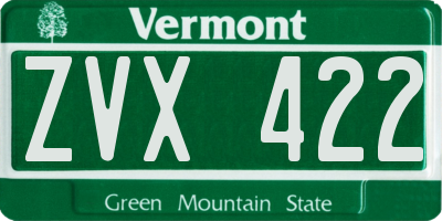 VT license plate ZVX422