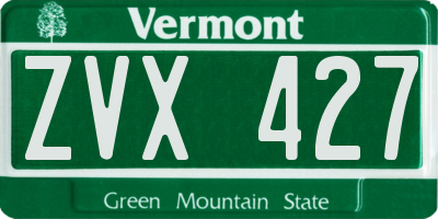 VT license plate ZVX427