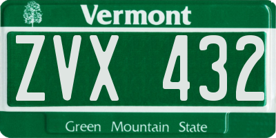 VT license plate ZVX432