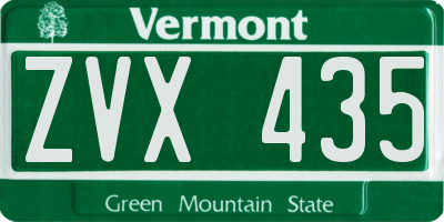 VT license plate ZVX435