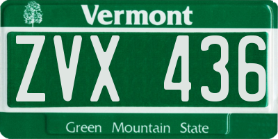 VT license plate ZVX436