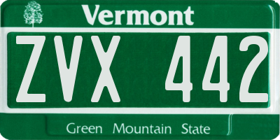 VT license plate ZVX442