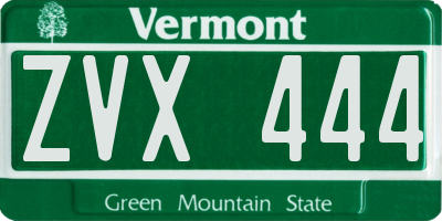 VT license plate ZVX444