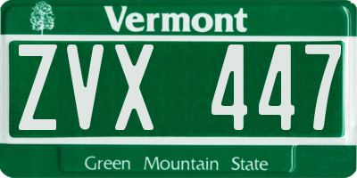 VT license plate ZVX447