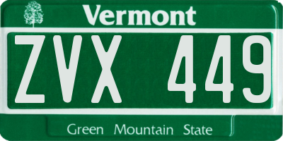 VT license plate ZVX449
