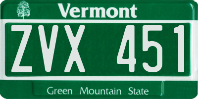 VT license plate ZVX451