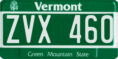 VT license plate ZVX460