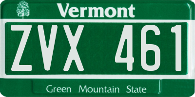 VT license plate ZVX461
