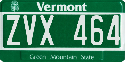 VT license plate ZVX464