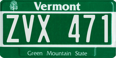 VT license plate ZVX471