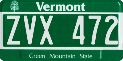 VT license plate ZVX472