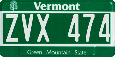 VT license plate ZVX474