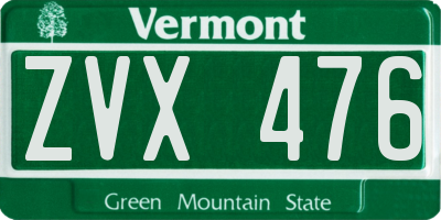 VT license plate ZVX476