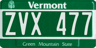 VT license plate ZVX477