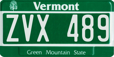 VT license plate ZVX489