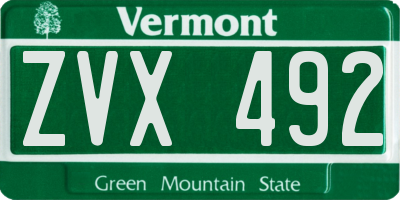 VT license plate ZVX492