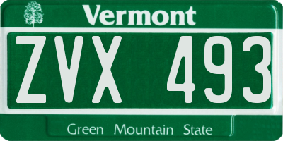 VT license plate ZVX493