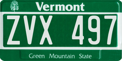 VT license plate ZVX497