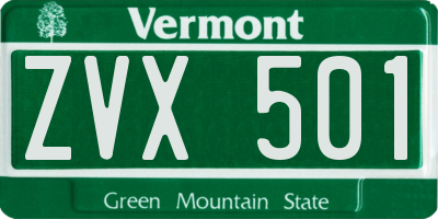 VT license plate ZVX501