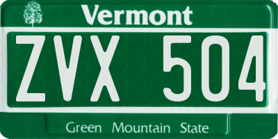 VT license plate ZVX504