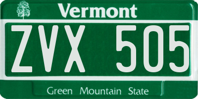 VT license plate ZVX505