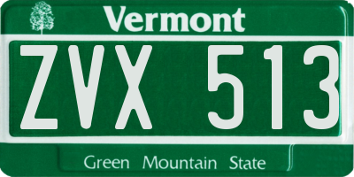 VT license plate ZVX513