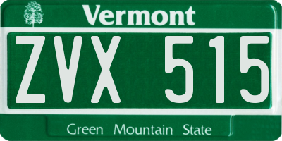 VT license plate ZVX515