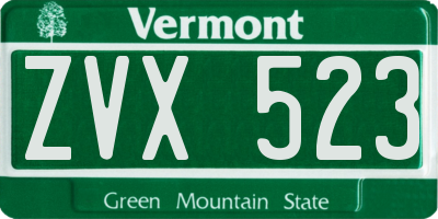 VT license plate ZVX523