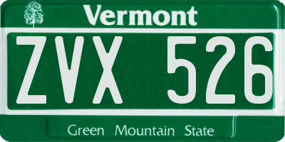 VT license plate ZVX526