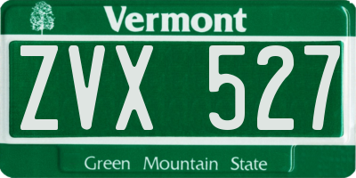 VT license plate ZVX527